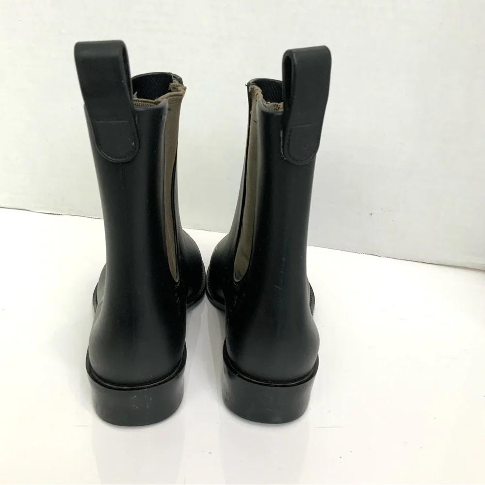 Melissa Sz 6 Black Olive Green Rain‎ Boots Chelsea Rubber Ankle Boots